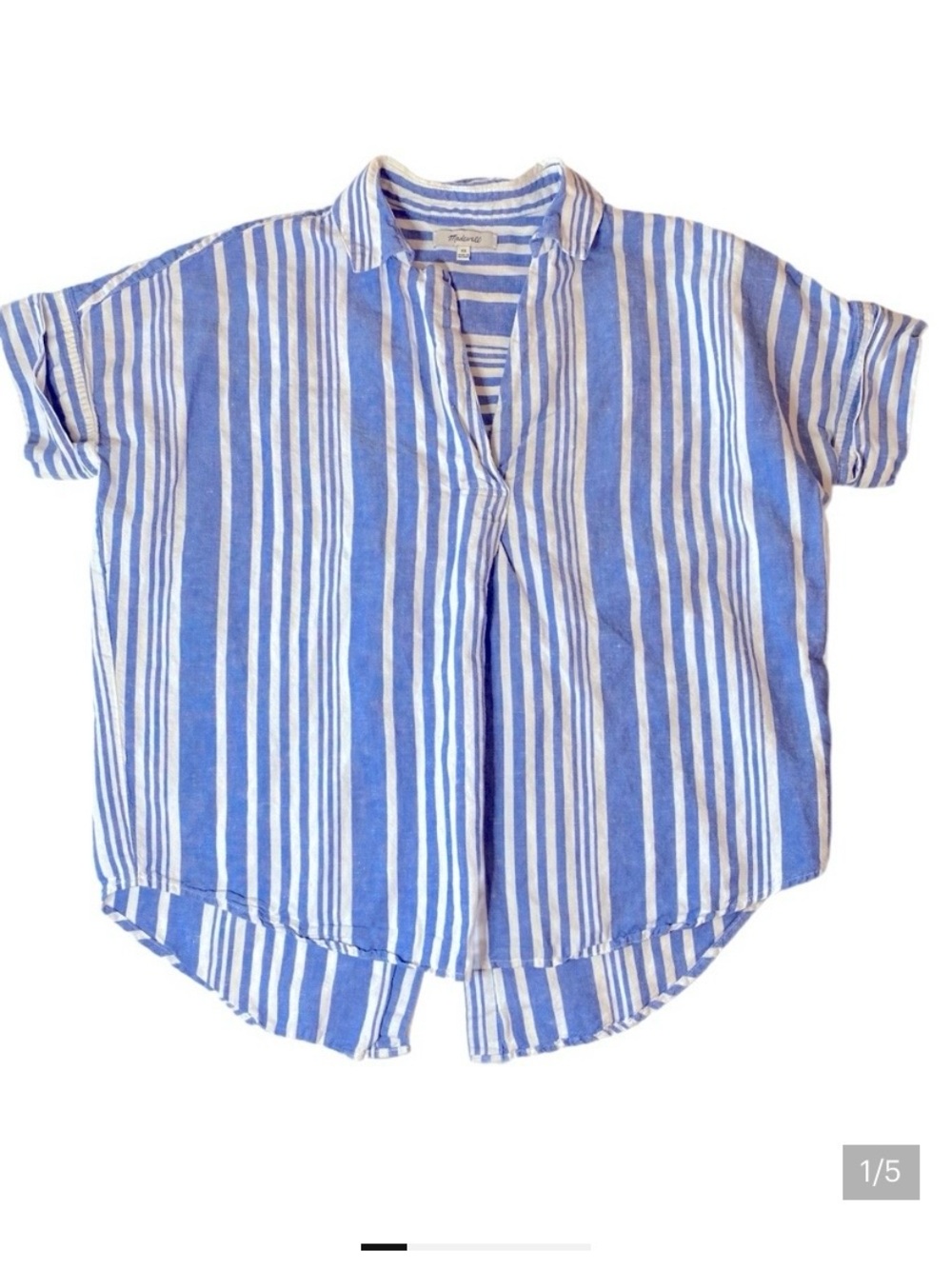 Madewell Blue and White Linen Cotton Shirt Size XS